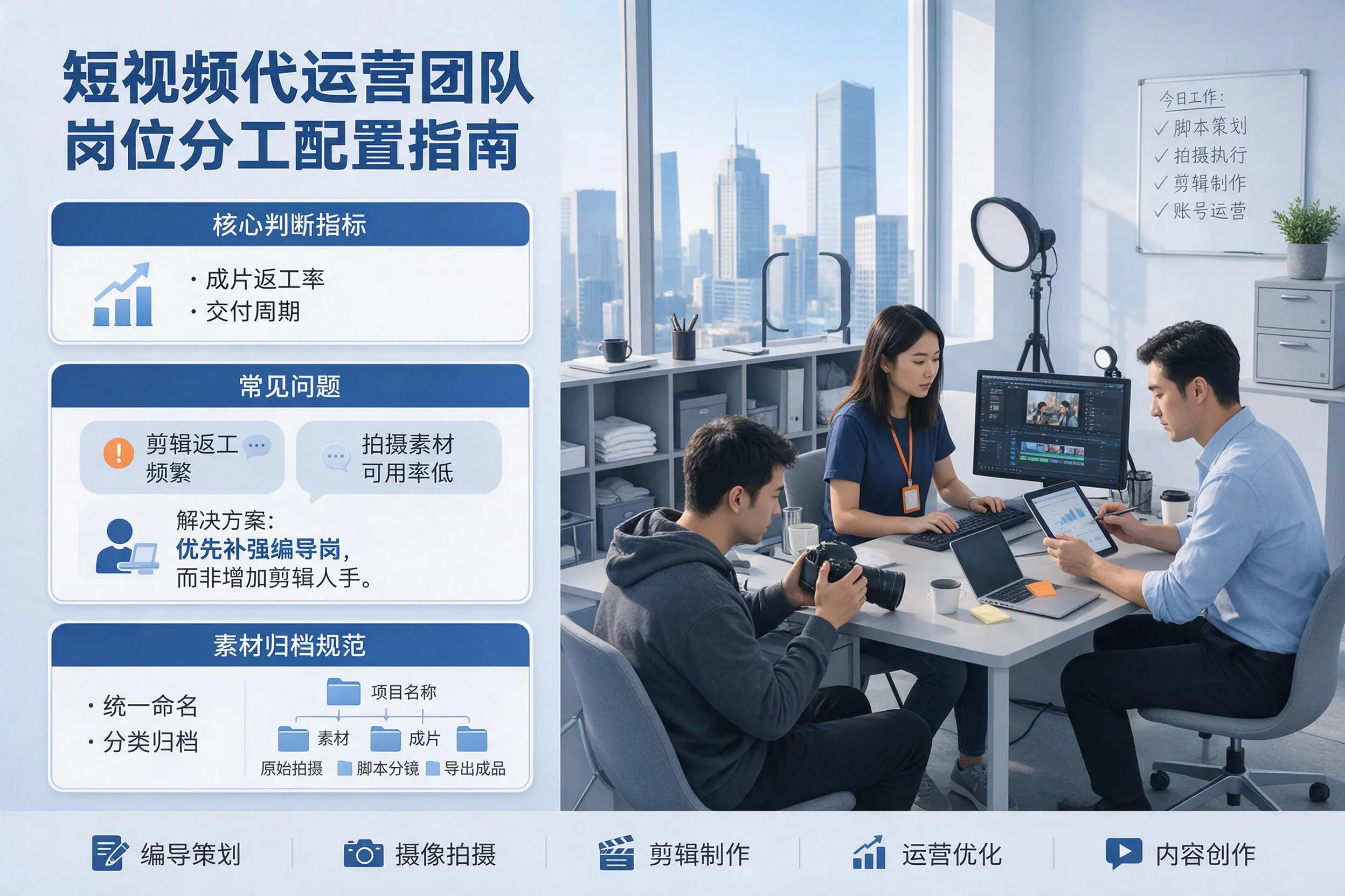 短视频代运营团队如何配置？通辽企业岗位分工科普说明