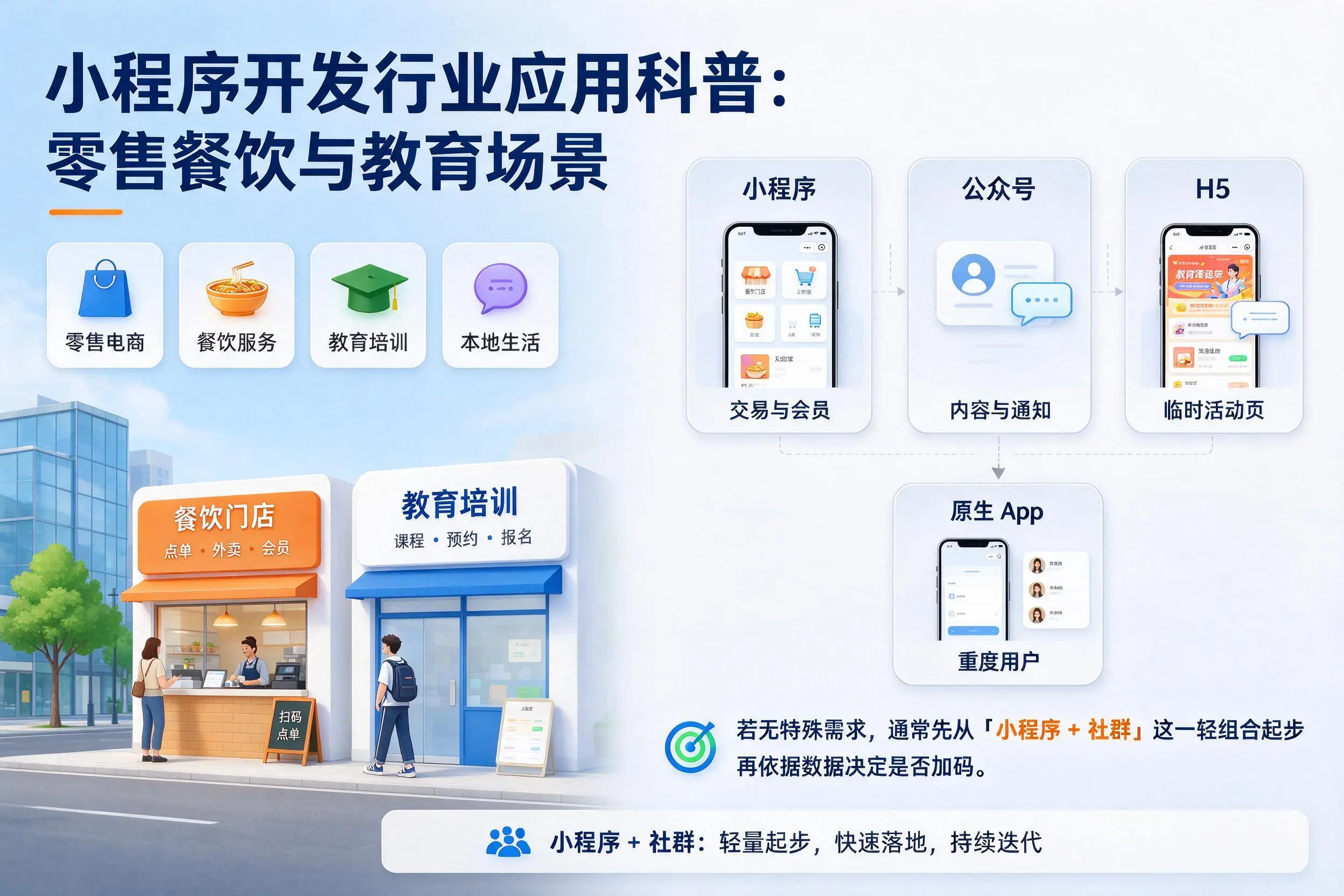 通辽小程序开发行业应用科普:零售餐饮与教育场景